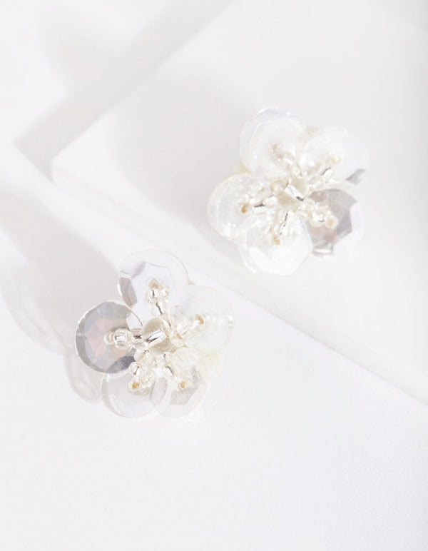 Sequin Flower Stud Earrings