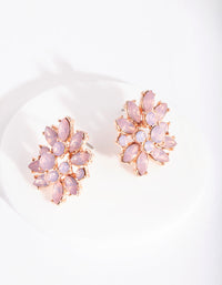 Opalescent Pink Flower Stud - link has visual effect only