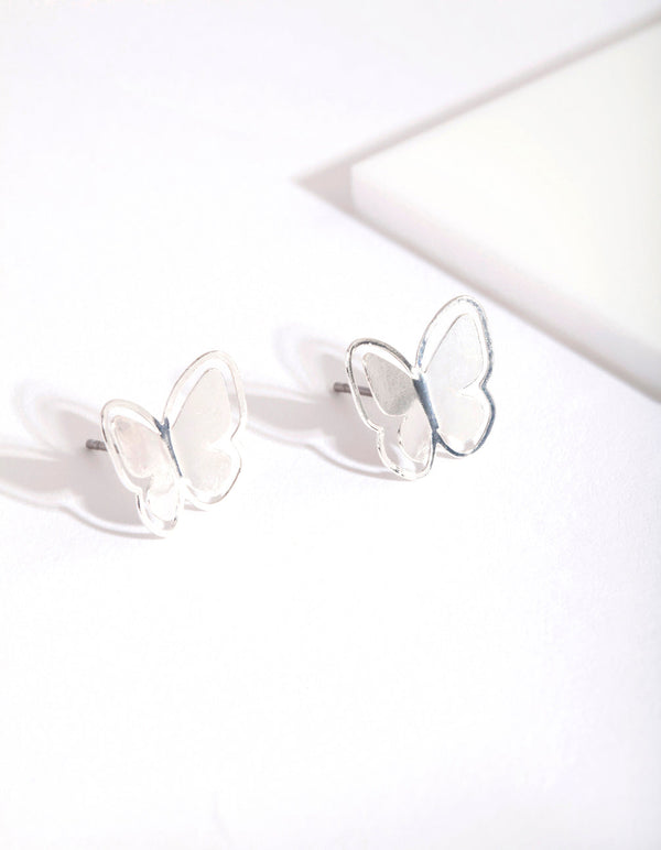 Silver Butterfly Cutout Earrings