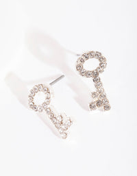 Diamante Key Stud Earrings - link has visual effect only