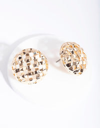 Gold Woven Round Stud Earrings - link has visual effect only
