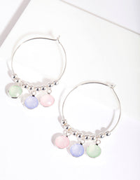 Silver Pastel Stone Hoop Earrings - link has visual effect only