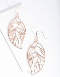 Rose Gold Cutout Leaf Diamante Earrings - link has visual effect only