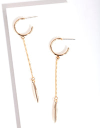 Gold Chain Drop Hoop Earrings - link has visual effect only