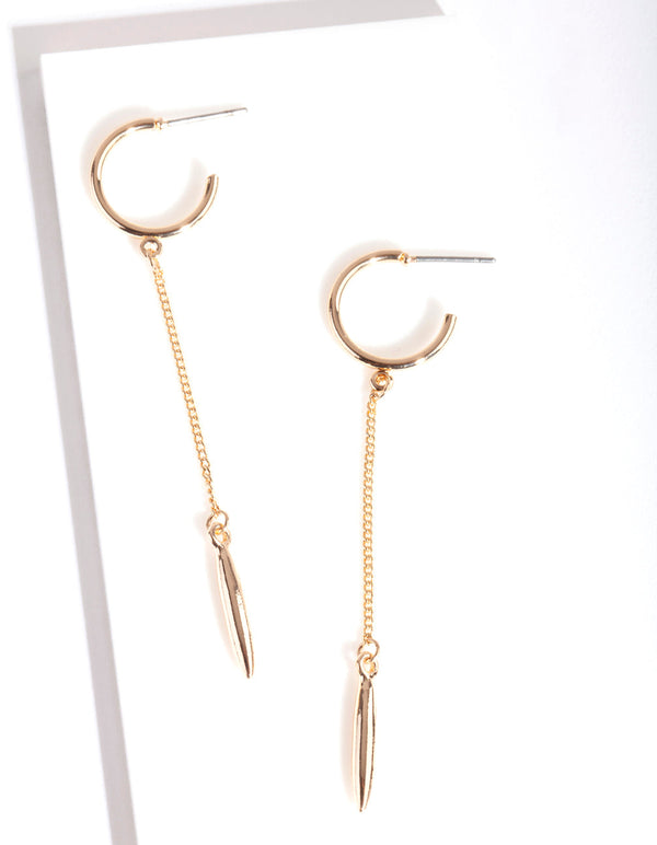 Gold Chain Drop Hoop Earrings