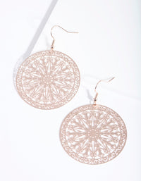 Rose Gold Large Filigree Disc Drop Earrings - link has visual effect only