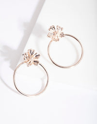Rose Gold Flower Hoop Earrings - link has visual effect only