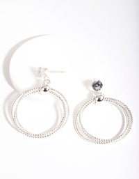 Silver Tri Diacut Circle Drop Earrings - link has visual effect only