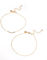 Złoty naszyjnik choker z diamentami Smile 2 sztuki - link has visual effect only