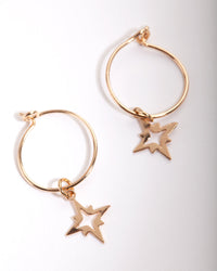 Gold 13mm Star Hoop Earrings - link has visual effect only