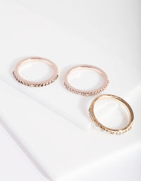 Mixed Metal Diamante Arrow Cut 3 Stack Ring Pack - link has visual effect only