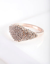 Rose Gold Pave Diamante Signet Ring - link has visual effect only