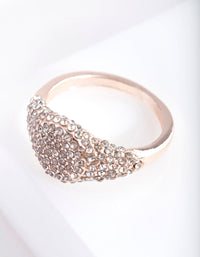 Rose Gold Pave Diamante Signet Ring - link has visual effect only