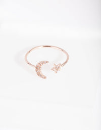 Rose Gold Cubic Zirconia Moon & Star Ring - link has visual effect only