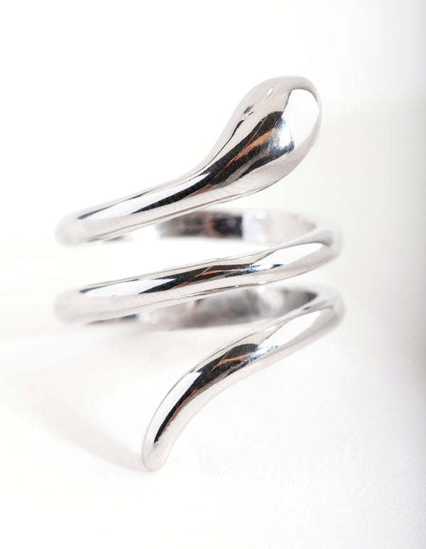 Rhodium Sleek Wrap Ring