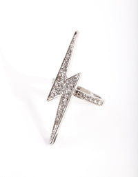 Rhodium Diamante Lightning Bolt Ring - link has visual effect only
