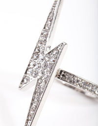 Rhodium Diamante Lightning Bolt Ring - link has visual effect only