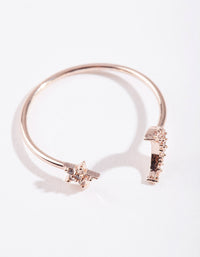 Rose Gold Cubic Zirconia Moon & Star Ring - link has visual effect only