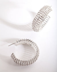 Silver Thick Diamante Hoop Earring Pack - link has visual effect only