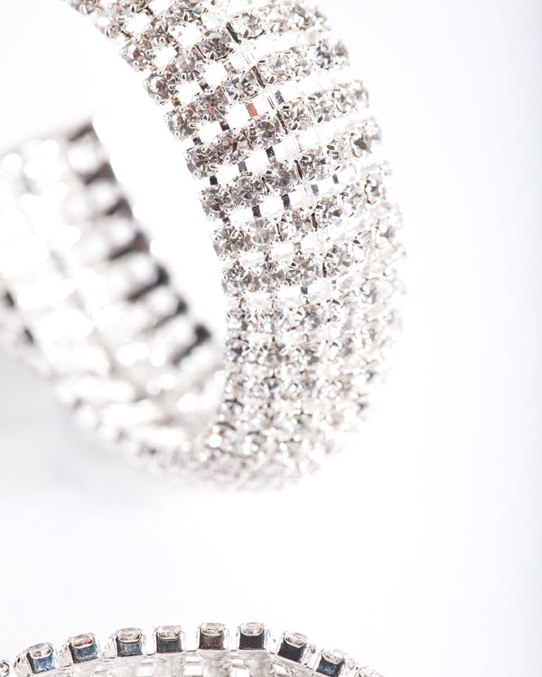 Silver Thick Diamante Hoop Earring Pack