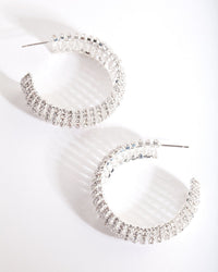 Silver Thick Diamante Hoop Earring Pack - link has visual effect only