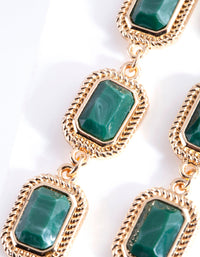 Green Triple Stone Drop Earrings - link has visual effect only