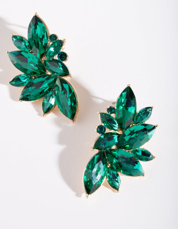 Groene Marquise Statement Stud Oorbellen