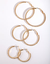 Mixed Size Gold Diamante Hoop 3 Pack - link has visual effect only