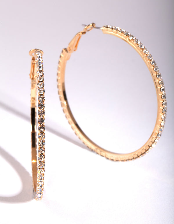 Mixed Size Gold Diamante Hoop 3 Pack