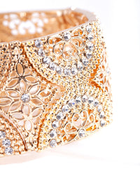 Gold Filigree Diamante Stretch Bracelet - link has visual effect only