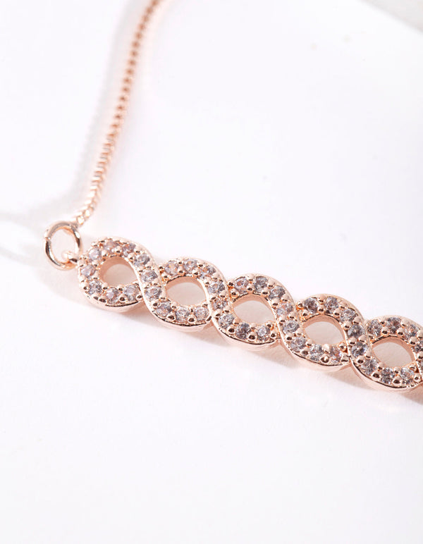 Rose Gold Cubic Zirconia Multi Inifinity Toggle Bracelet
