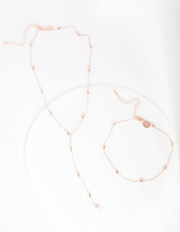 Zestaw naszyjnika typu choker z różowego złota i pereł w kształcie litery Y - link has visual effect only