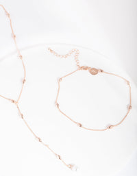Zestaw naszyjnika typu choker z różowego złota i pereł w kształcie litery Y - link has visual effect only