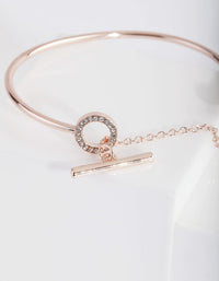 Rose Gold Diamante Link Cuff Bracelet - link has visual effect only