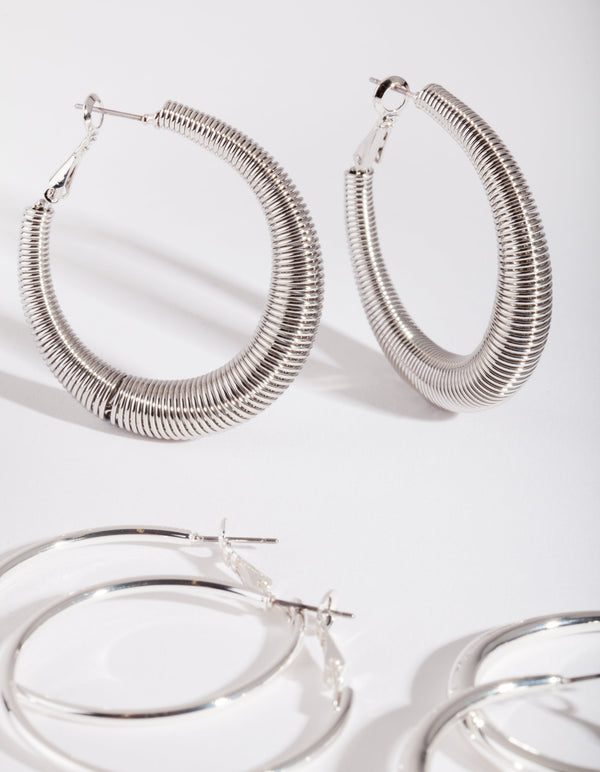Silver Thick Hoop 3 Pack