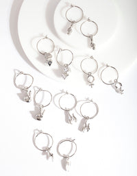 Srebrne kolczyki-koła Rock N Roll, zestaw 6 sztuk - link has visual effect only
