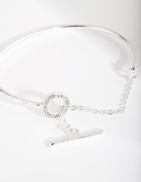 Silver Diamante Link Cuff Bracelet - link has visual effect only