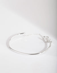 Silver Diamante Link Cuff Bracelet - link has visual effect only