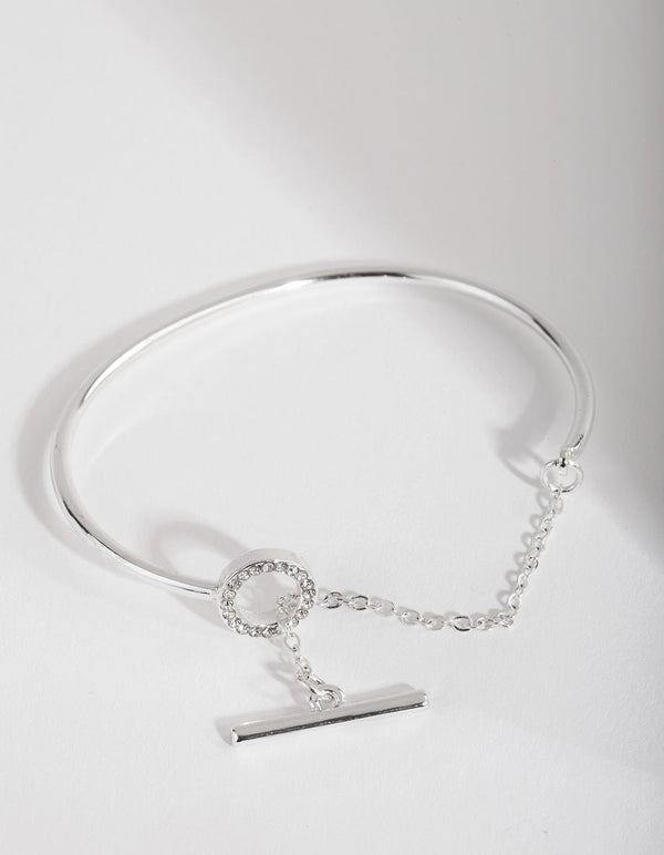 Silver Diamante Link Cuff Bracelet