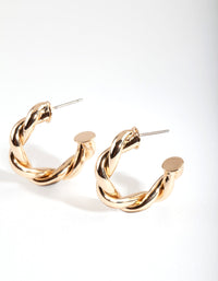 Gold Medium Rope Hoop Earrings - link has visual effect only