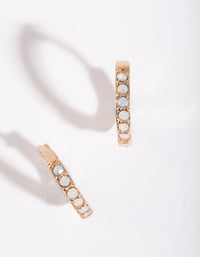 Gold Synthetic Opal Diamante Huggie - link has visual effect only
