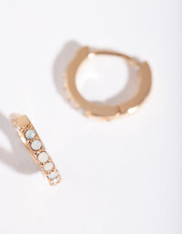 Gold Synthetic Opal Diamante Huggie - link has visual effect only