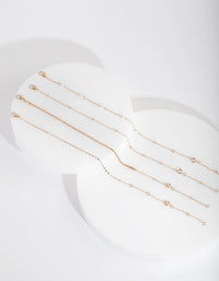 Gold Chain and Pearl Bracelet Anklet 4 Pack - link has visual effect only
