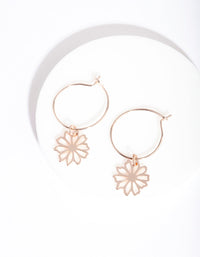 Rose Gold Dainty Petal Hoop Earrings - link has visual effect only