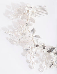 Silver Pearl Flower Hair Wrap - link has visual effect only
