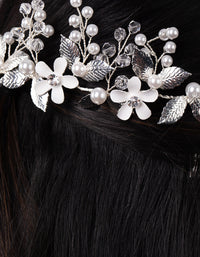 Silver Pearl Flower Hair Wrap - link has visual effect only