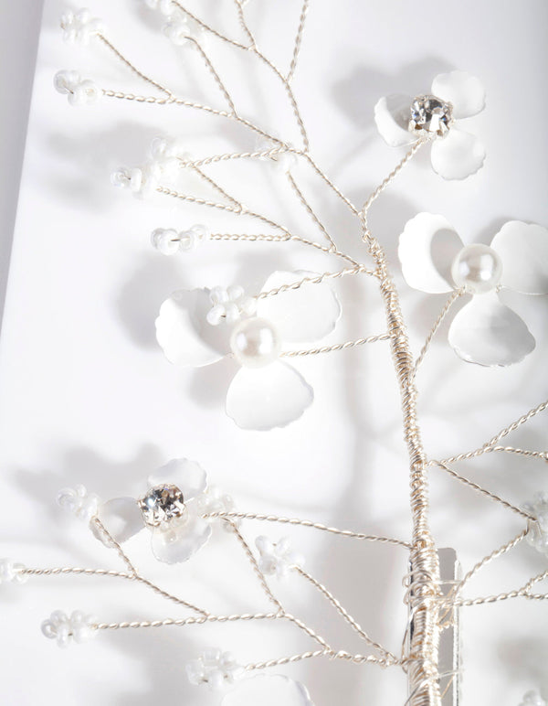 Silver Micro Flower Hair Pin