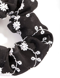 Black and White Embroidery Scrunchie - link has visual effect only