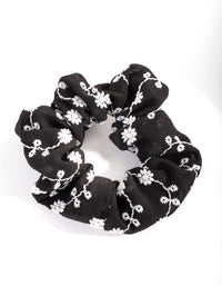 Black and White Embroidery Scrunchie - link has visual effect only