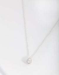 Sterling Silver Cubic Zirconia Pear Halo Necklace - link has visual effect only